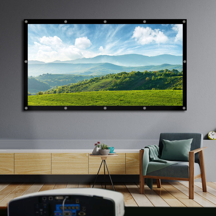 Ecran de proiectie Maclean MC-982, 120", 265x149 cm, pliabil, cu cârlige, unghi de vizualizare 179°