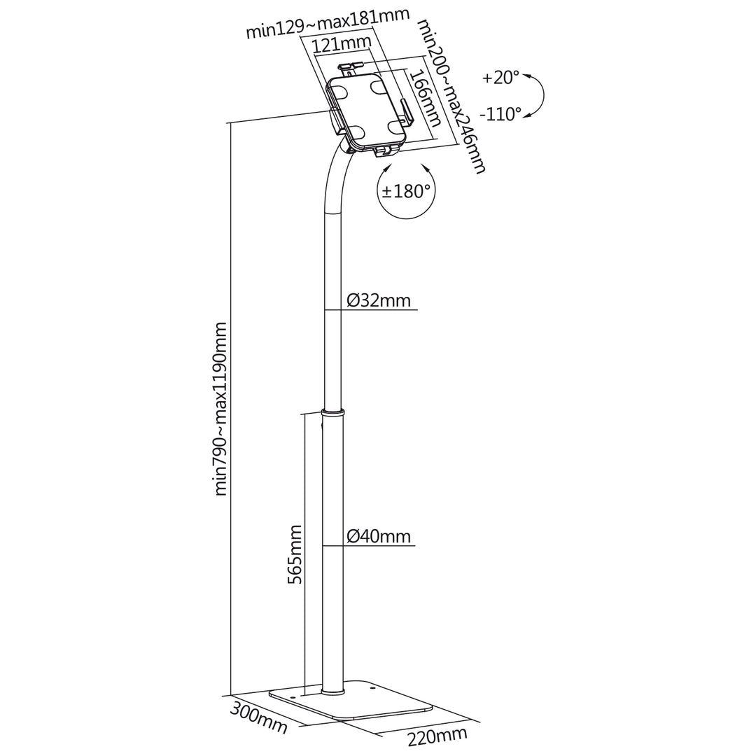 Suport pentru tableta cu blocada Maclean MC-467W, 7.9-11", alb