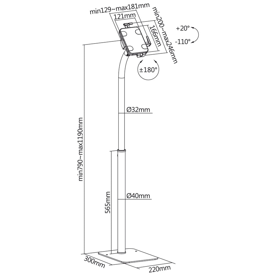 Suport pentru tableta cu blocada Maclean MC-467W, 7.9-11", alb