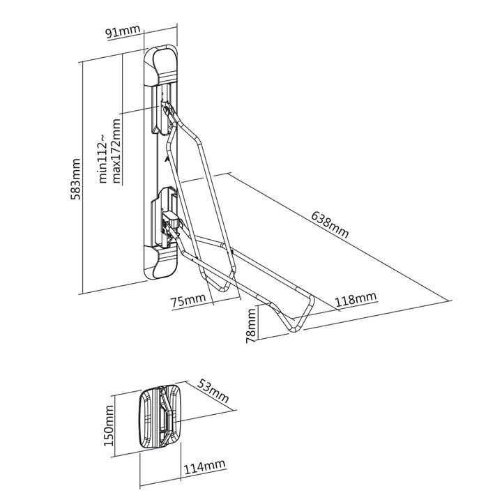Suport de perete pentru bicicleta MC-471, 35 kg, negru