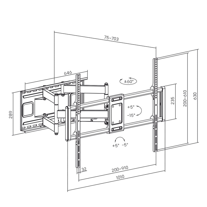 Suport pentru televizor Maclean, MC-482, 60-120", 120kg, negru