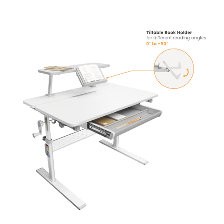 Birou ergonomic ER-483, pentru copii,  reglabil pe înălțime, gri, max 40kg