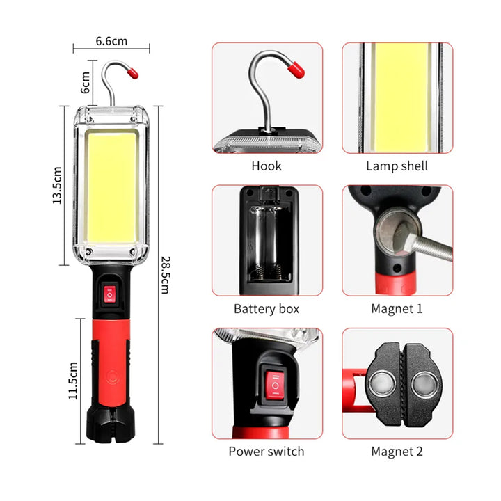 Lampa pentru atelier magnetica Maclean MCE307, COB, 2x1200mAh, rosu