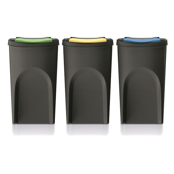 Set 3 cosuri pentru colectare selectiva Prosperplast, Sortibox, 35 L, negru