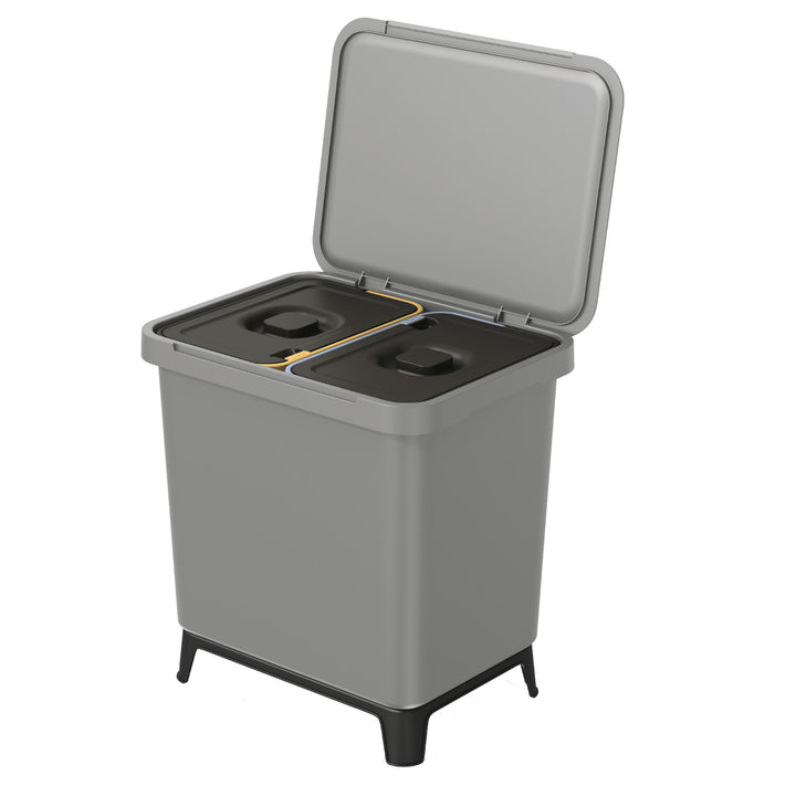 Cos de gunoi Systema, 2x10L, gri deschis, cu baza detasabila cu picioare