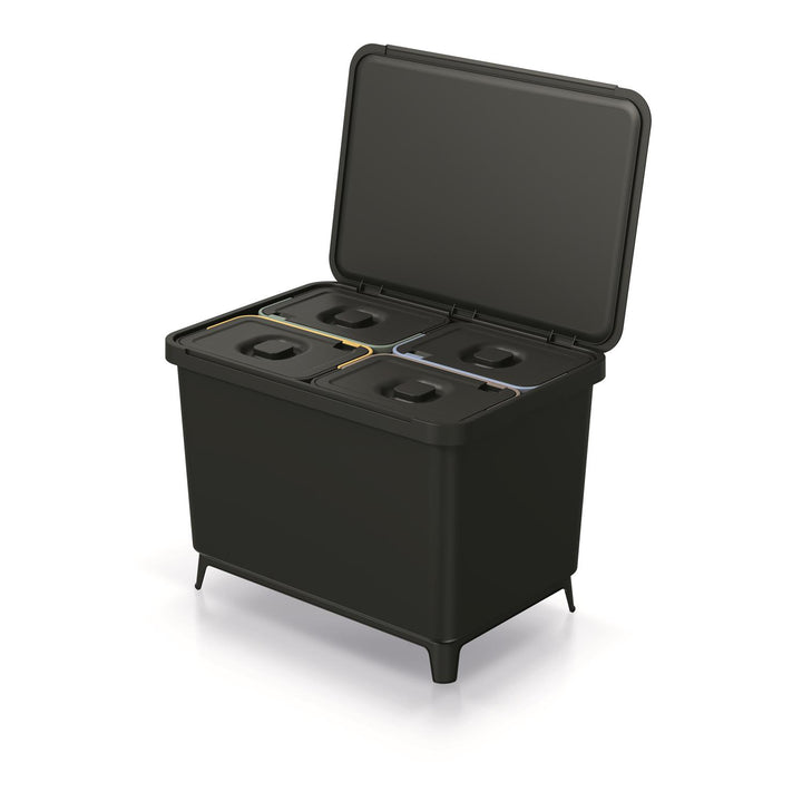 Cos de gunoi pentru colectare selectiva Keden SYSTEMA, 4x10 L, negru