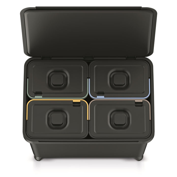 Cos de gunoi pentru colectare selectiva Keden SYSTEMA, 4x10 L, negru