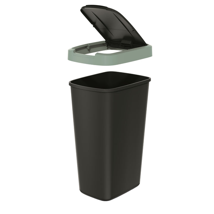 Cos de gunoi COMPACTA Q, cu clapeta, negru- verde deschis, 45l