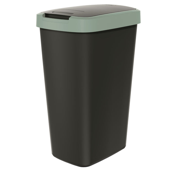 Cos de gunoi COMPACTA Q, cu clapeta, negru- verde deschis, 45l