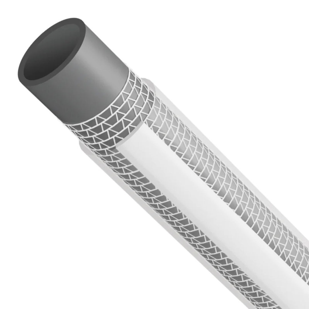 Furtun de grădină Vartco Silver TFS, 3 straturi, 1/2", 50m, gri cu dungi albe