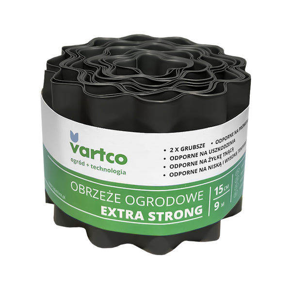 Bordură ondulata de grădină, 15cm x9m, Vartco Extra Strong, gri