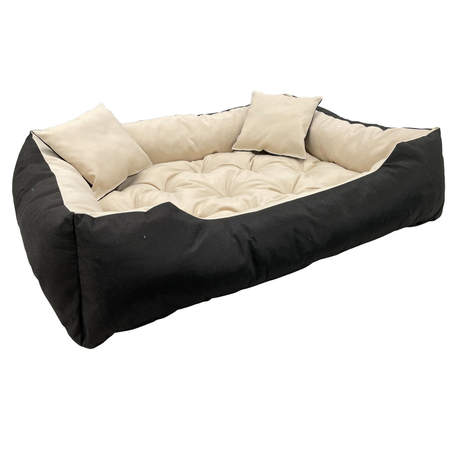 Pat pentru caini si pisici ECCO, negru - bej, marime XS, interior 40x30 cm, exterior 55x45 cm