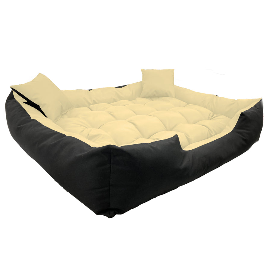 Pat pentru caini si pisici ECCO, negru - bej, marime XS, interior 40x30 cm, exterior 55x45 cm