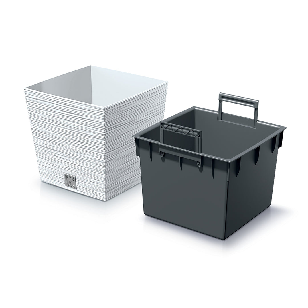 Ghiveci decorativ Prosperplast Furu Square Low, DFS300-S449, alb