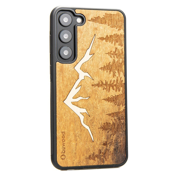 Husa telefon Bewood, din lemn, compatibila cu Samsung Galaxy S23 Plus, Mountain