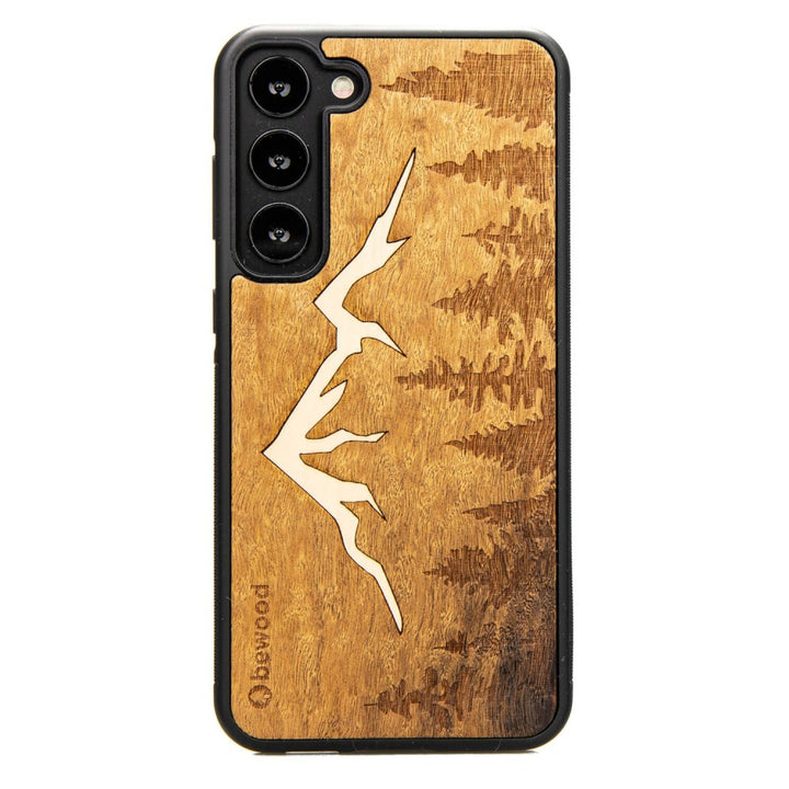 Husa telefon Bewood, din lemn, compatibila cu Samsung Galaxy S23 Plus, Mountain