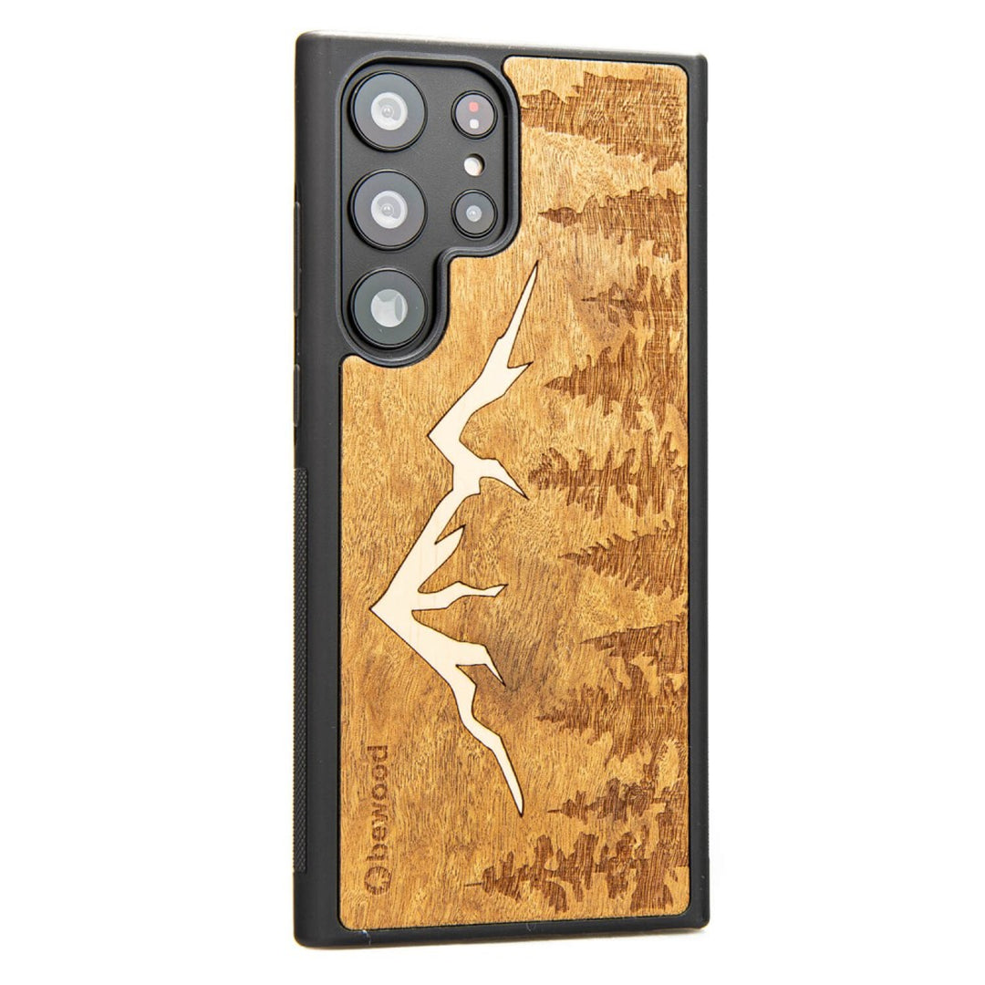 Husa telefon Bewood, din lemn, compatibila cu Samsung Galaxy S23 Ultra, Mountain