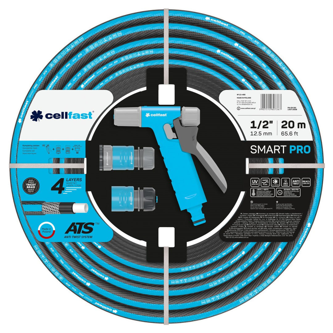 Set furtun de grădină Smart Pro Ats cu 4 straturi, 1/2", 20 m si accesorii