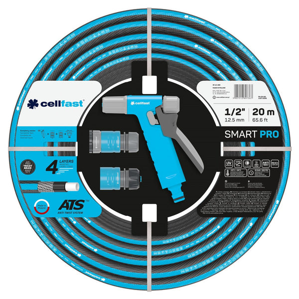Set furtun de grădină Smart Pro Ats cu 4 straturi, 1/2", 20 m si accesorii