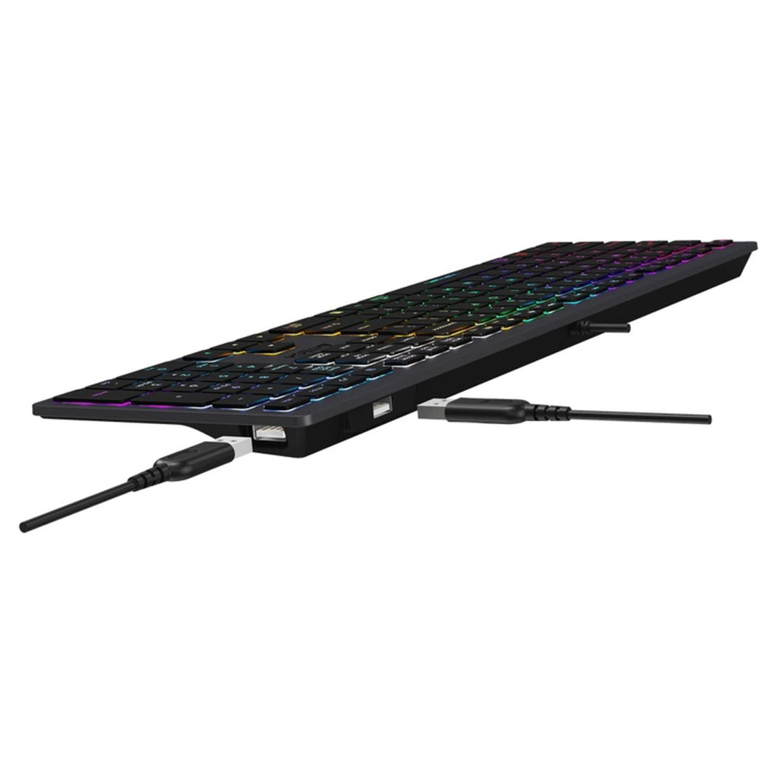 Tastatura gaming Qwerty, A4Tech FSTYLER FX60H, iluminare LED, negru