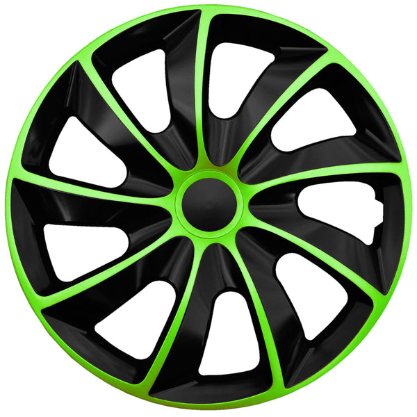 Set de 4 capace jante NRM, Quad Bicolor, 15", negru - verde