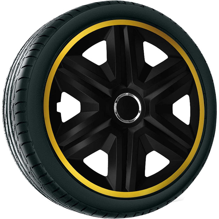 Set de 4 capace jante NRM, Fast Lux, 14", negru - auriu