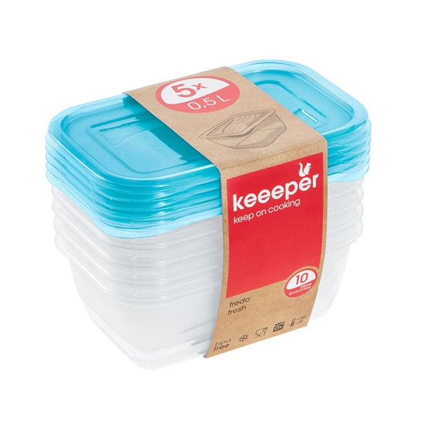 Set de 5 recipiente de depozitare a alimentelor, Fredo Fresh, 5 x 500ml