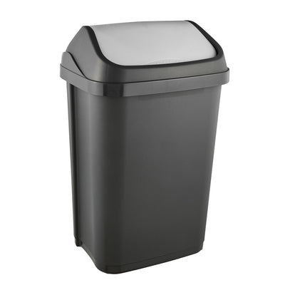 Coș de gunoi Keeeper, capac batant, negru - gri, 25 L