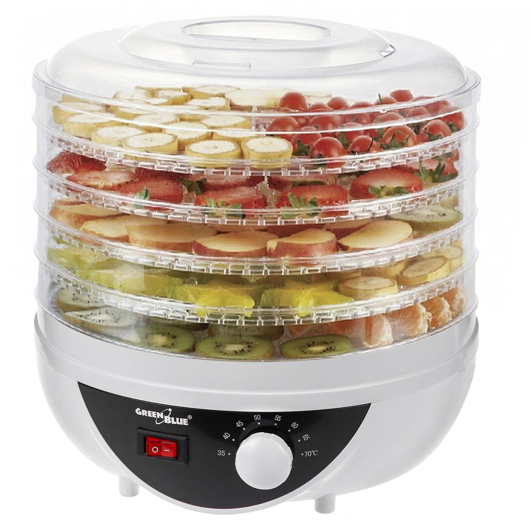 Deshidrator pentru legume GreenBlue GB195, 250W, 5 tavi, alb