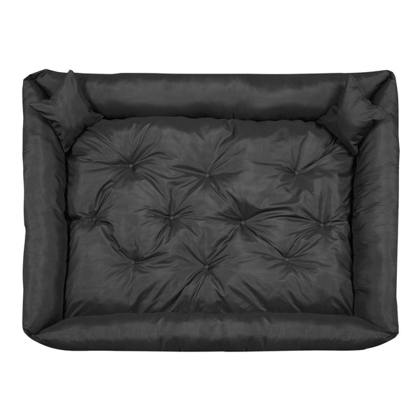 Pat pentru caini si pisici, din microfibra, 115 x 95 cm, negru, 2 perne incluse