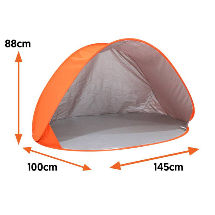 Cort de plaja copii, pop-up Junior, impermeabil, portocaliu, 145x100x88 cm