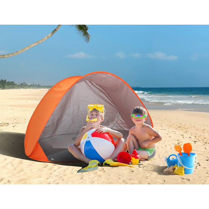 Cort de plaja copii, pop-up Junior, impermeabil, portocaliu, 145x100x88 cm