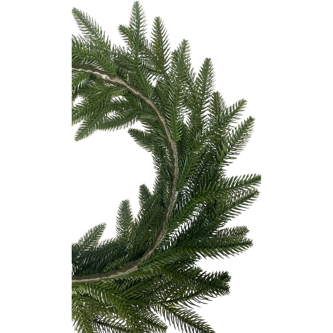 Coronita clasica de Craciun, 50 cm, verde inchis, aspect natural