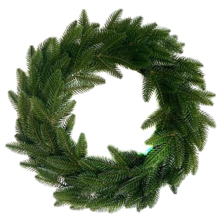 Coronita clasica de Craciun, 50 cm, verde inchis, aspect natural