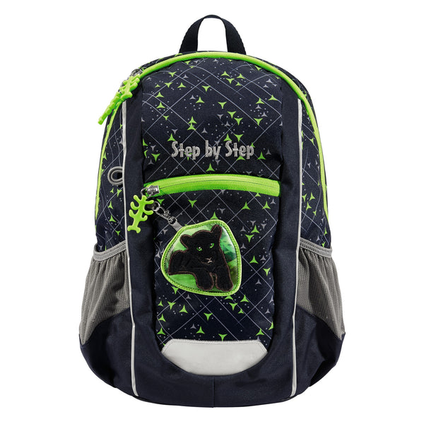Ghiozdan Step by Step Junior Kiga Maxi Little Wild Cat Chik, 35 x 26 x 12 cm, 10 L, negru