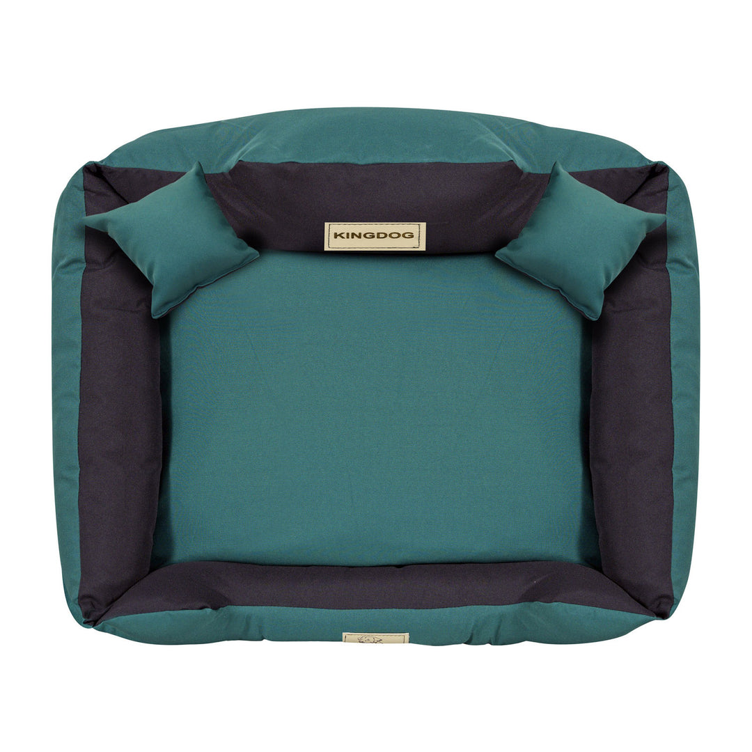 Pat pentru caini KingDog, marime M, 75 x 65 cm, verde - negru