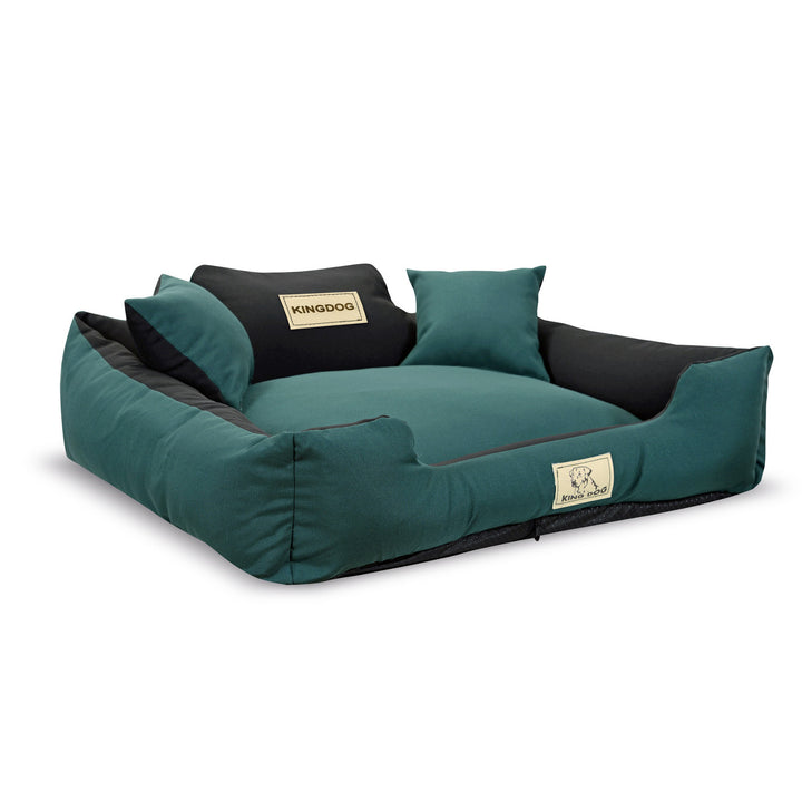 Pat pentru caini KingDog, marime M, 75 x 65 cm, verde - negru