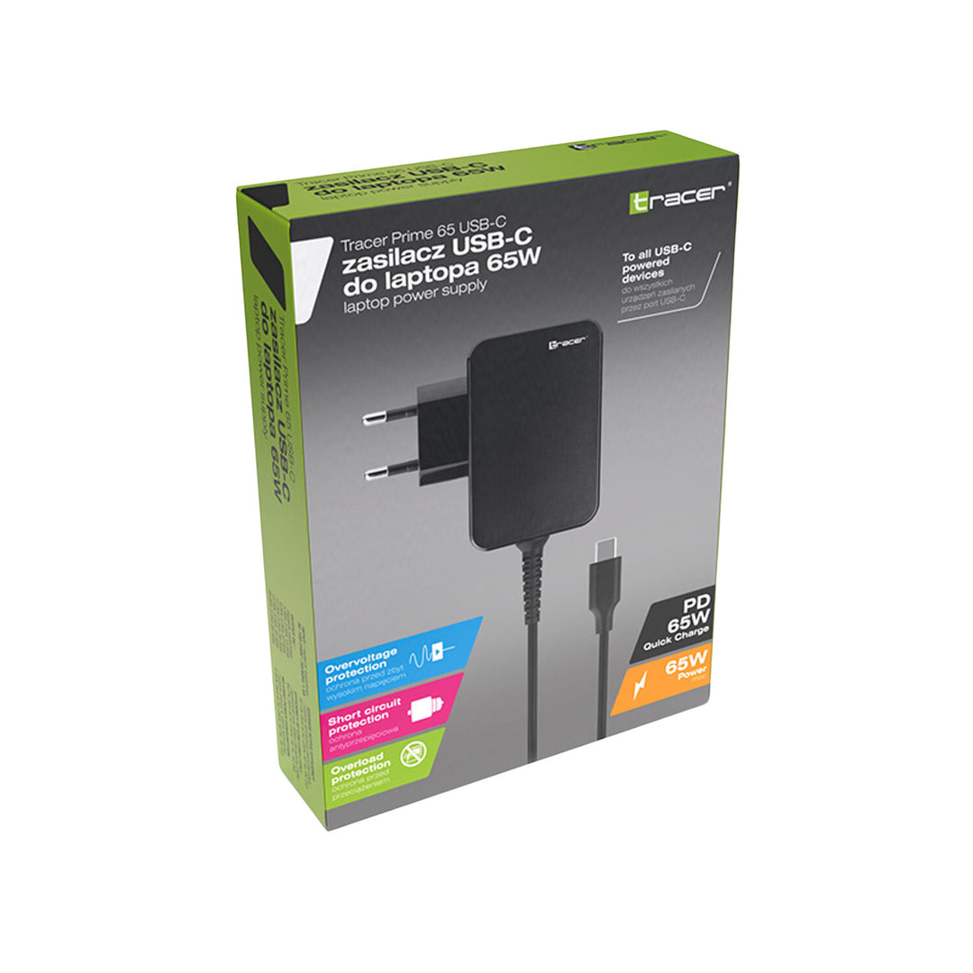 Incarcator pentru notebook Tracer Prime, adaptor USB-C, 65W