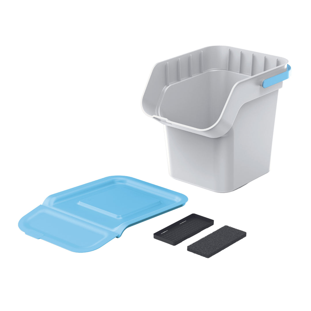 Set 4 cosuri pentru colectare selectiva Prosperplast Kaddi Q, 36 x 28 x 25 cm, 20L, gri deschis