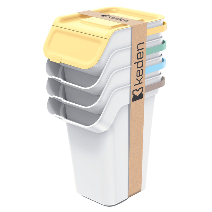 Set 3 cosuri pentru colectare selectiva Prosperplast Kaddi Q, 36 x 28 x 35 cm, 25L, gri dechis