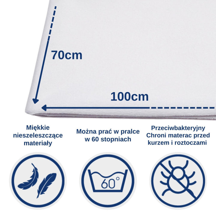 Protecție impermeabilă pentru patuturi, cu banda elastica, 70 x 100 cm, alb