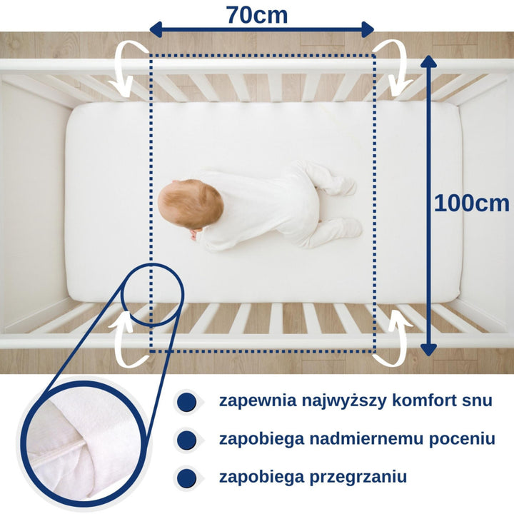 Protecție impermeabilă pentru patuturi, cu banda elastica, 70 x 100 cm, alb