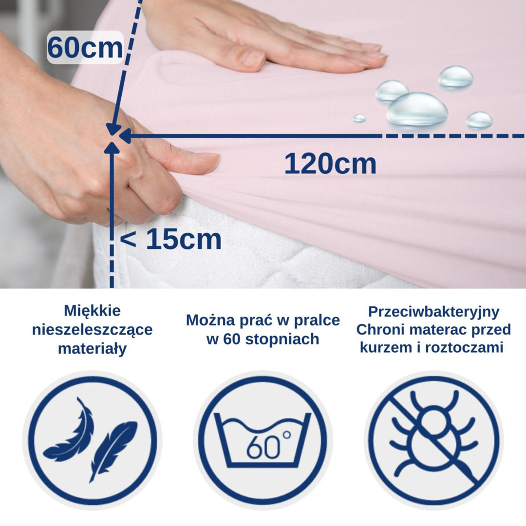 Protectie impermeabila pentru patuturi, 60x120 cm, roz