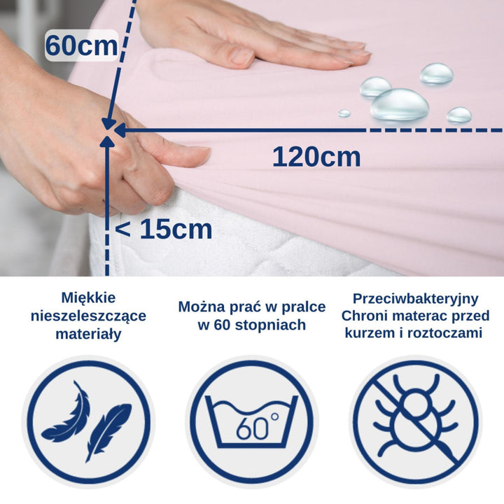 Protectie impermeabila pentru patuturi, 60x120 cm, roz
