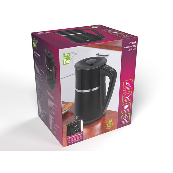 Ceainic fără fir cu control al temperaturii și pereți dubli LAFE 1.7L CEG020 negru