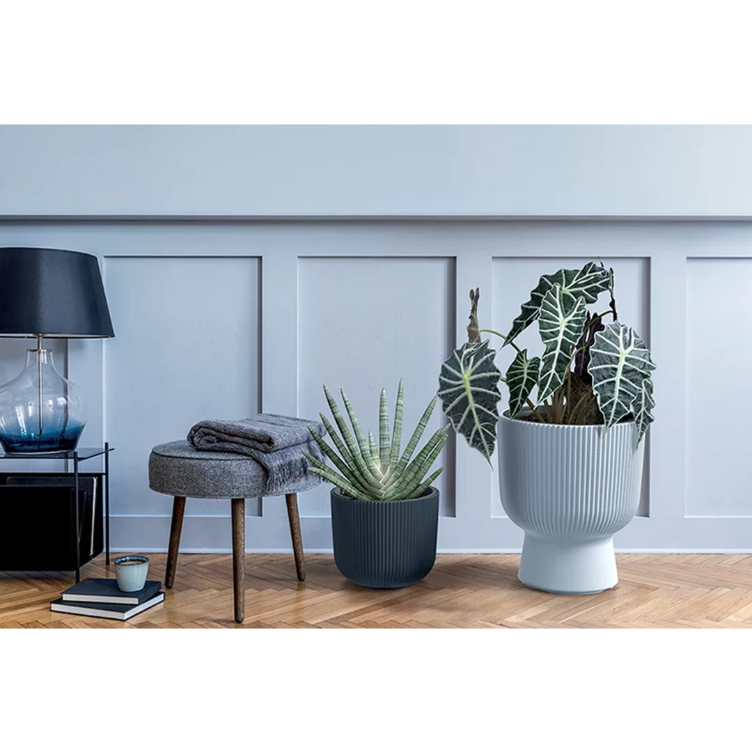 Ghiveci de flori de design Prosperplast Milly Design cilindric modern cu inserție pentru plante, pentru interior și exterior, rezistent la îngheț, la căldură și la UV Antracit, ⌀ 239 mm