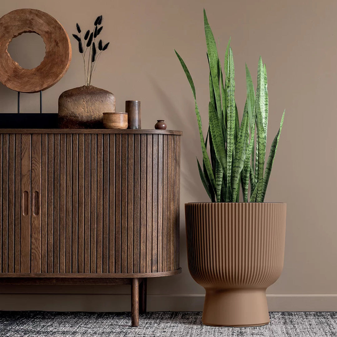 Ghiveci de flori de design Prosperplast Milly Design cilindric modern cu inserție pentru plante, pentru interior și exterior, rezistent la îngheț, la căldură și la UV