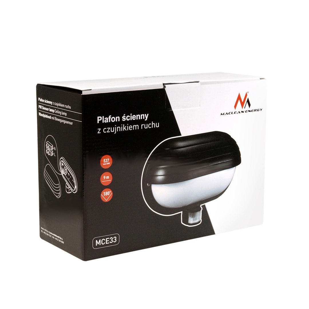 Corp de iluminat de perete Maclean, cu senzor PIR, max. 60W, 180°, MCE33B + LED 9W