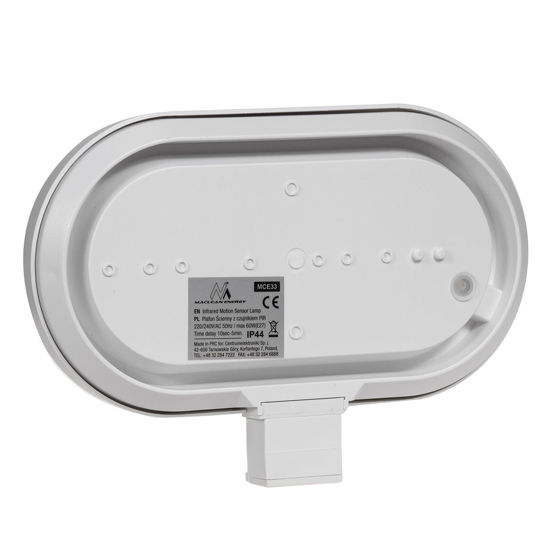 Corp de iluminat de perete Maclean, cu senzor PIR, max. 60W, 180°, MCE33 W + LED 9W