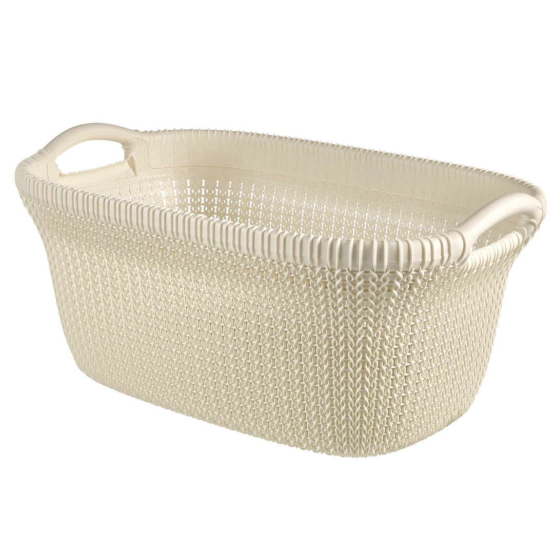 Coș de rufe Curver, 2 mânere elegant , 40l, crem, Knit,